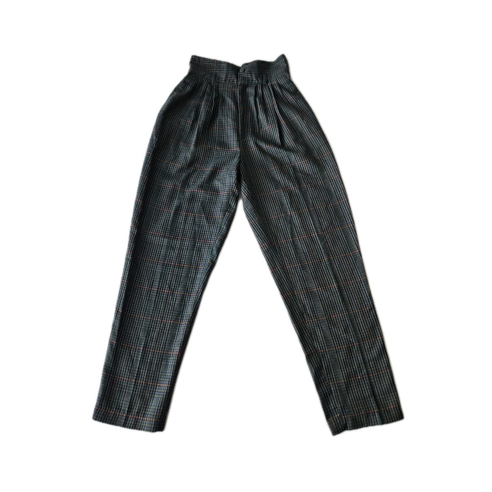 Vtg Cristina High Waist Check Pattern Classic Heritage Tapered Trousers 9/10